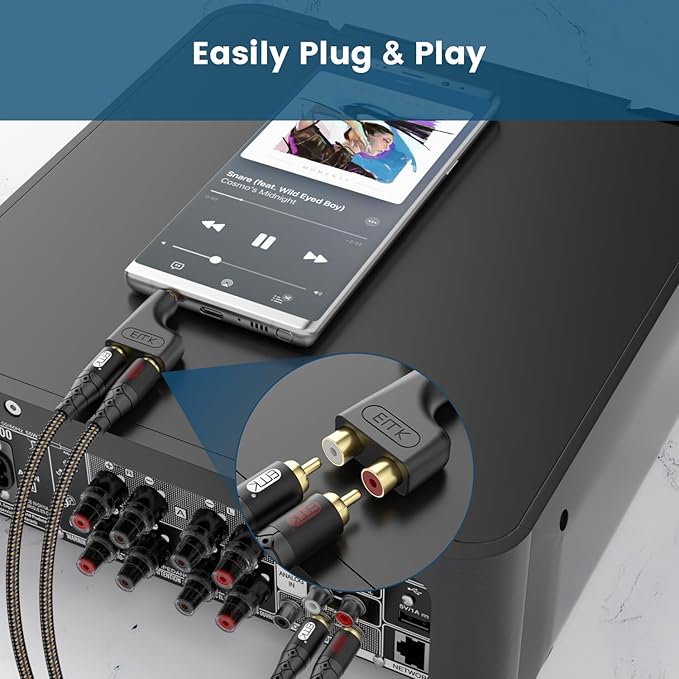 Adaptador de Audio EMK 3.5mm a RCA Hembra 2 Pack miniatura 5