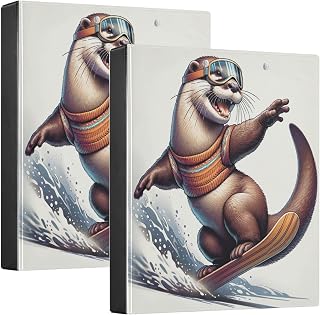 Sporty Otter - Carpeta de anillas de color blanco nieve, carpeta grande de 3 anillas, paquete de 2 portapapeles