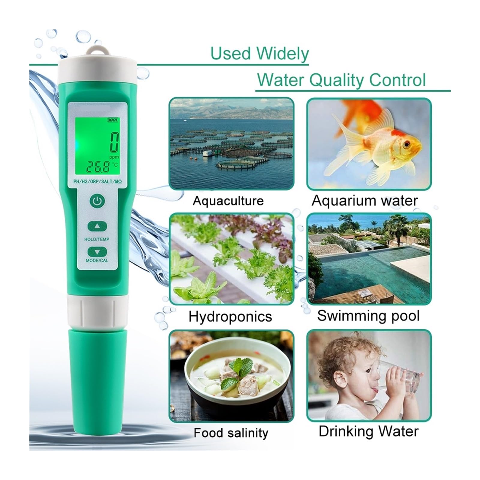 10 W 1 PH/EC/TDS/ORP/H2/żyzne/zasolenie/SG/oporność/temperatura Miernik Jakości Wody Cyfrowy Wielofunkcyjny Tester Do Akwariów Szybkie I DokłAdne Wykrywanie