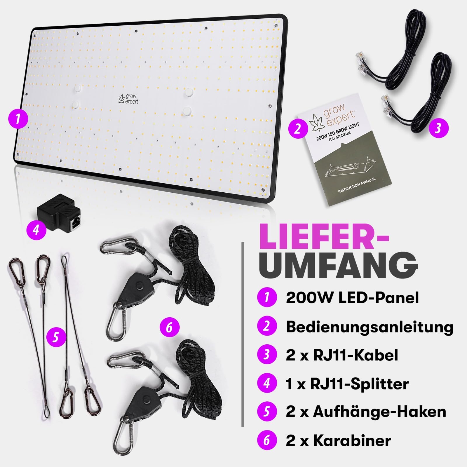 LED Grow Lampe 200W – 60 cm x 30 cm – Sonnenähnliche Pflanzenlampe mit Samsung LM301D LEDs – Vollspektrum 660 nm Rotlicht & 730 nm Far Red – Grow Light dimmbar, leise & hocheffizient für Indoor Grow