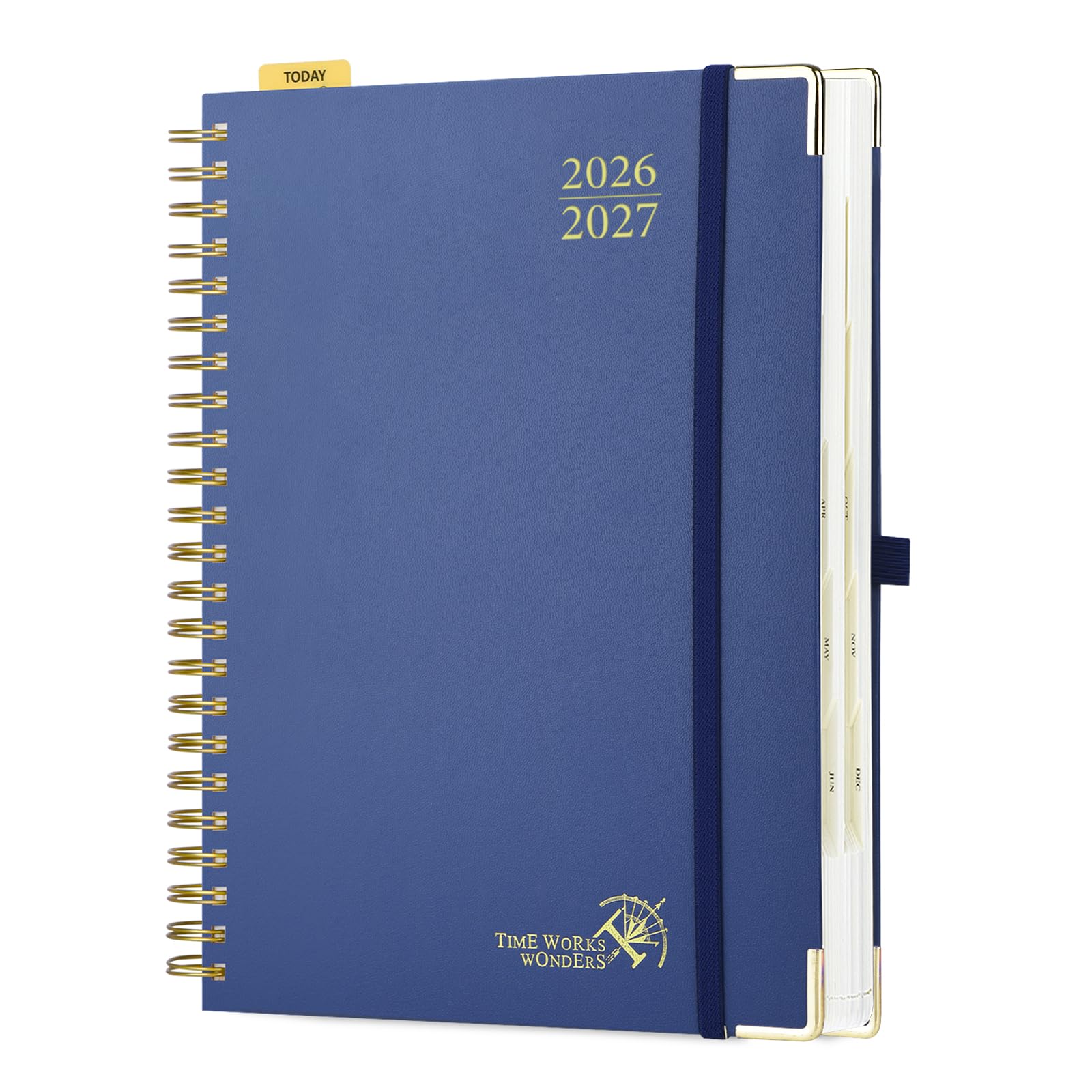 POPRUN 2026-2027 Academic Daily Planner One Page Per Day, 8.5" x 12" Calendar Agenda, School Year July 2026 to June 2027, Hardcover Appointment Book with Hourly Time Slots, Spiral Bound, Monthly Tabs