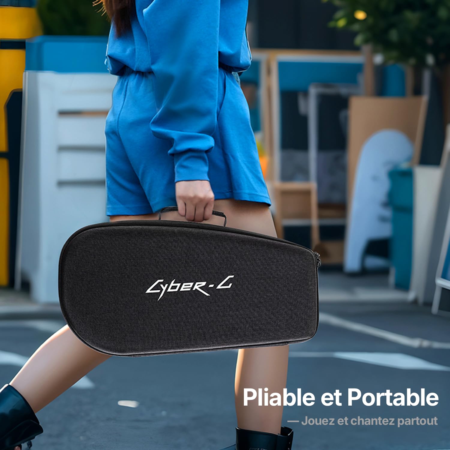 Enya CYBER-G Guitare-Smart Sans Cordes – Innovante Travel Guitar portable & Silent E-Guitar avec touches LED, Drum & Bass, centaines de sons, haut-parleur intégré pour apprentissage rapide