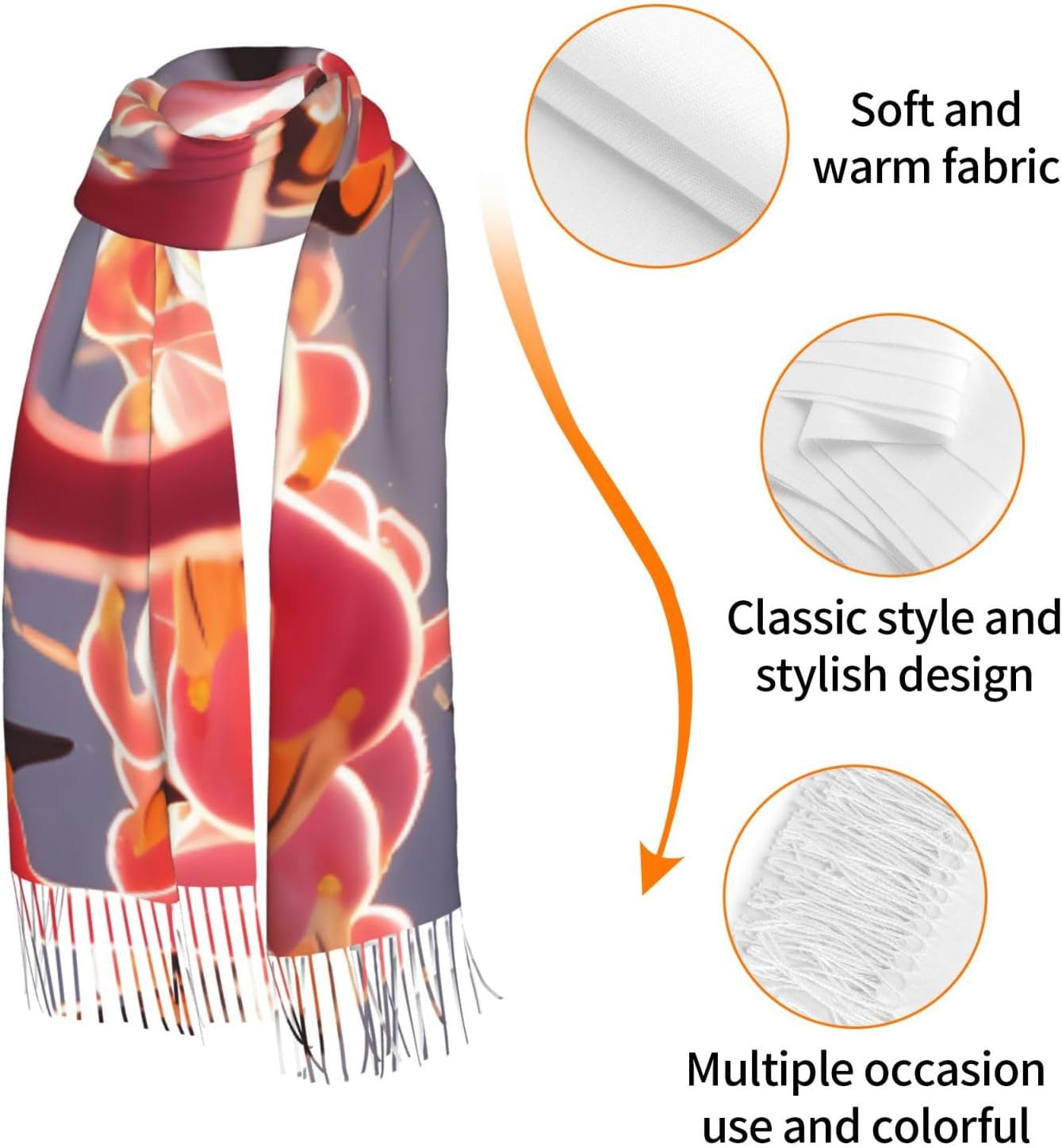 (Flamingos Partying) Women's Soft Warm Scarf Large Plush Shawl Wrap with Fringe Fashion Winter Scarves for Cold Weather