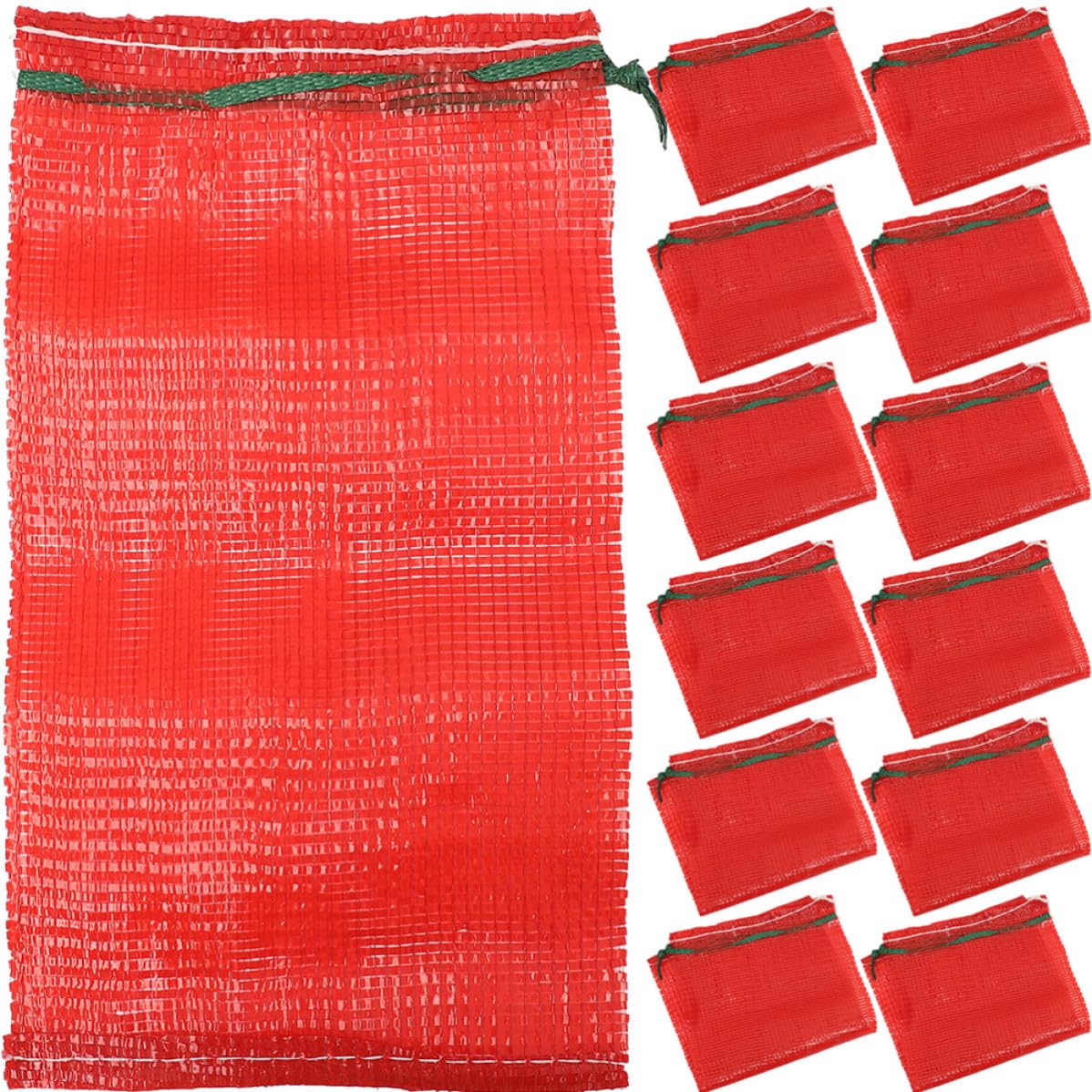 FRCOLOR Bolsa de Malla Roja Paquete de 50 Unidades para Almacenamiento Reutilizable y Resistente a Desgarros, Capacidad Grande para Almacenamiento de Verduras y Frutas