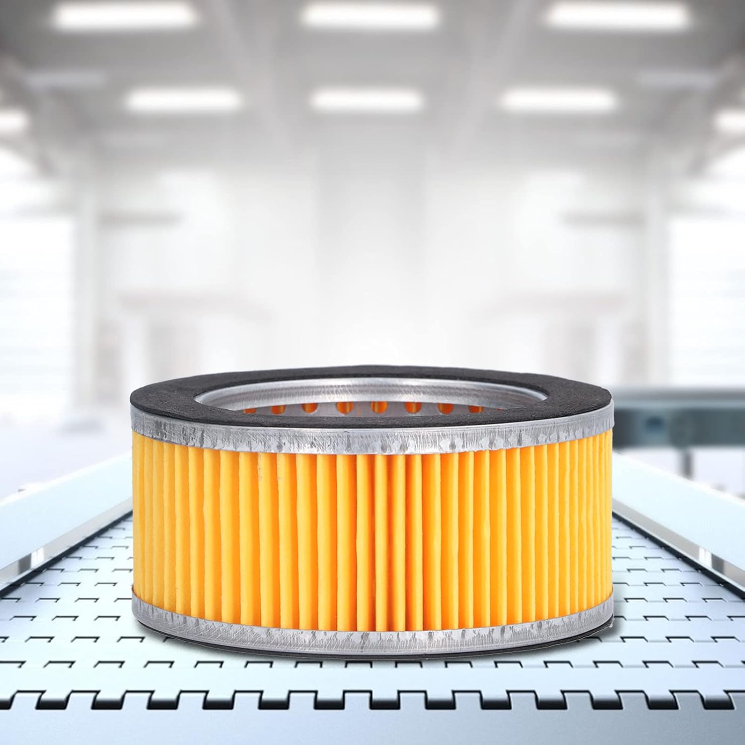 Eujgoov 5Pcs Air Compressor Intake Paper Filter Elements, 4.2x3x2in Piston Type Yellow Compressor Air Filter Replacement