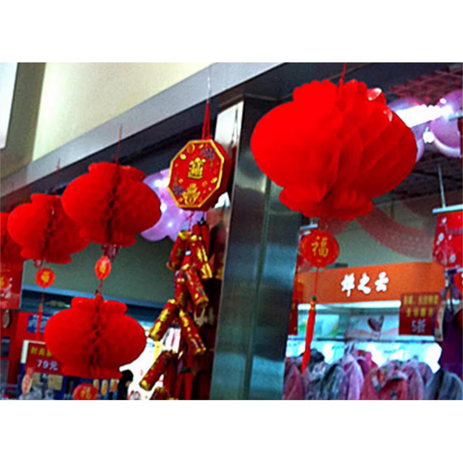 60 Pcs Chinese Red Paper Lanterns - Assorted Sizes Festival Decorations Set
