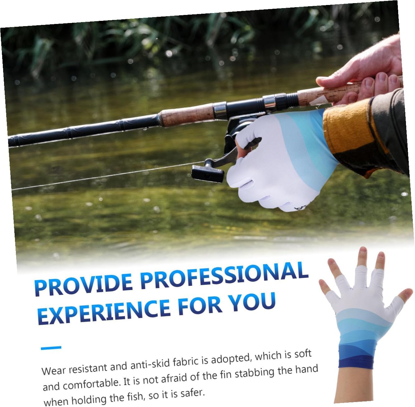 Abaodam Summer Half-Finger Fishing Gloves UV Protection Anti-Slip Breathable Outdoor Riding Gloves for Men Women in Ocean Blue, Size M