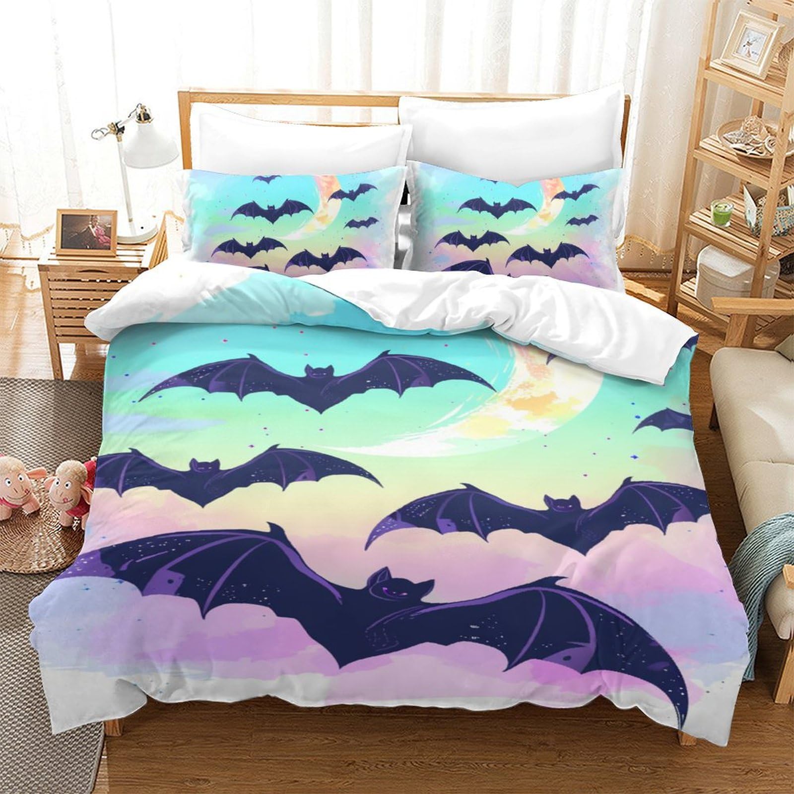Parure de lit chauve-souris imprimé 3D pour chambre ado mixte