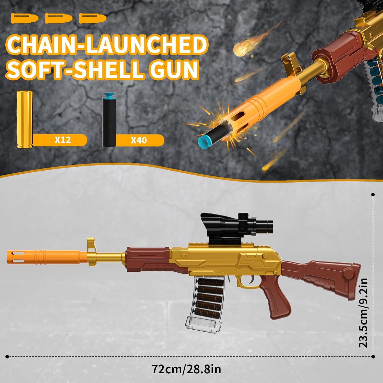 Toy Gun Models Foam Blasters Sniper Rifle Gold for Kids Children Ages 8-12 Year Old Boys Girls Teens Adults Soft Bullet Dart Shotgun Shell Ejecting Christmas Halloween Birthday Outdoor Shoot Game