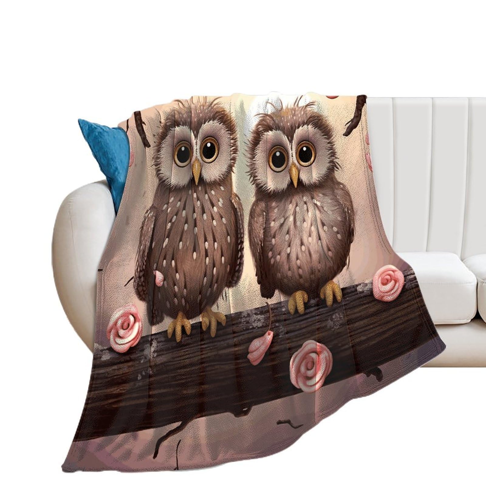 Cute Owls Throw Blanket for Couch Super Soft Warm Lightweight Throw Blankets Cozy Flannel Bed Blanket Cute Decorative Blankets for All Seasons Home Decor Gift 30"*40"（76 * 100cm）