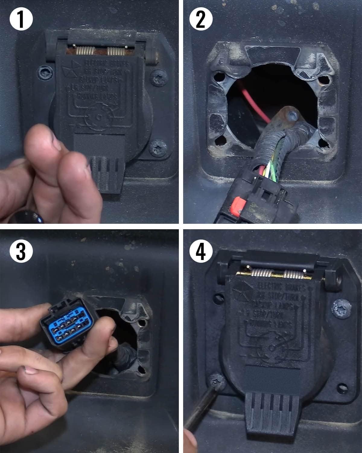 TIKSCIENCE 56038366AB Rear 7-Way Trailer Tow Connector Fit for Jeep Dodge Charger Ram 1500 2500 3500 Chrysler Voyager 1998-2017, 7 Pin Trailer Connector