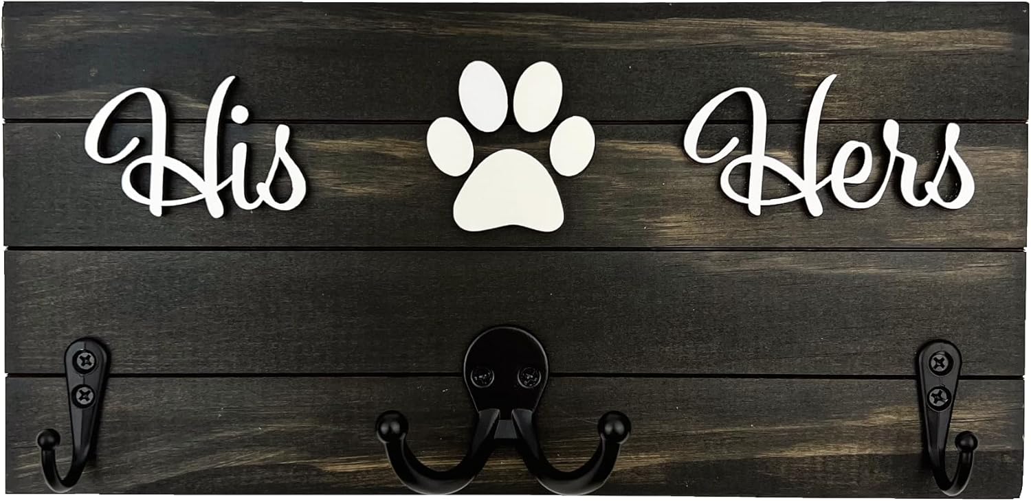 His and Hers Key Holder with 3-D Lettering (Mocha-White)