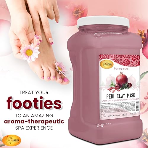 Miniatura 4 de SPA REDI - Máscara de arcilla, granada, 128 onzas - Pedicura y limpieza profunda corporal, purificación de poros de la piel, desintoxicante e