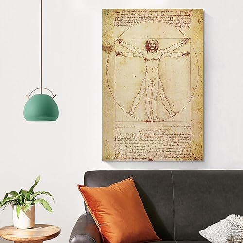 Miniatura 4 de Buyartforless L'uomo Vitruviano Leonardo Da Vinci - Póster de pintura de cuerpo humano, arte de pared, lienzo, decoración de pared, decoración del