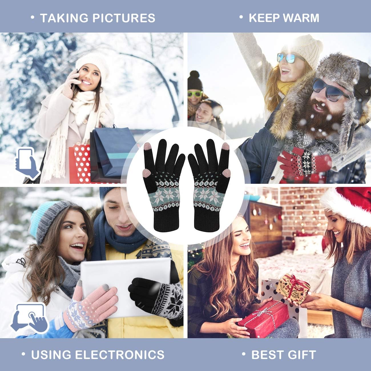 HÖTER Women's Winter Wool Touchscreen-Gloves Warm Thermal Soft Lining Elastic Cuff - Image 7