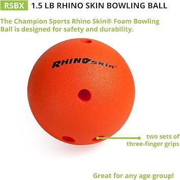 Champion Sports Foam Bowling Ball: Rhino Skin Soft - 1.5 Lb Bright Orange