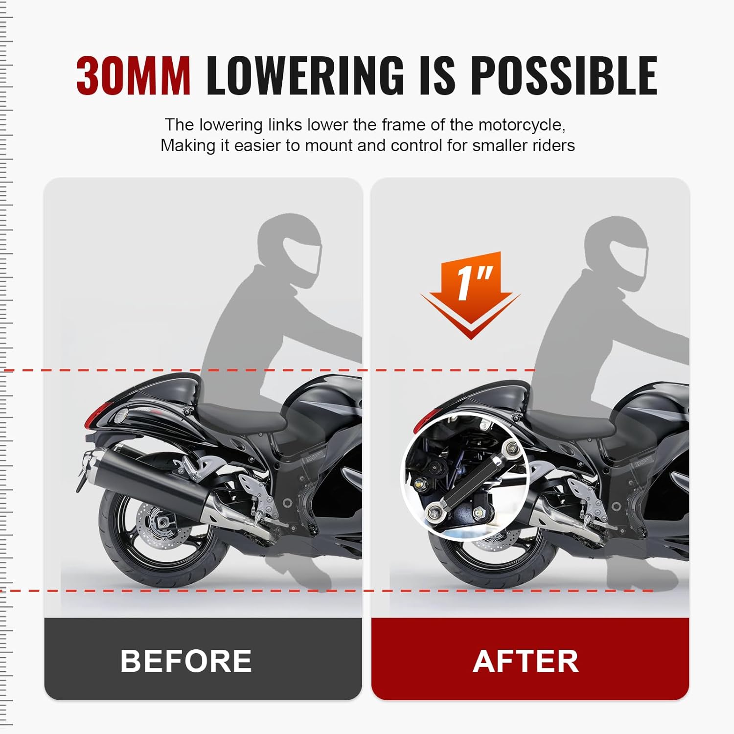 GZYF Motorcycle Adjustable Rear Suspension Lowering Links Kit for Suzuki Hayabusa Gsxr 1300 1997-2020