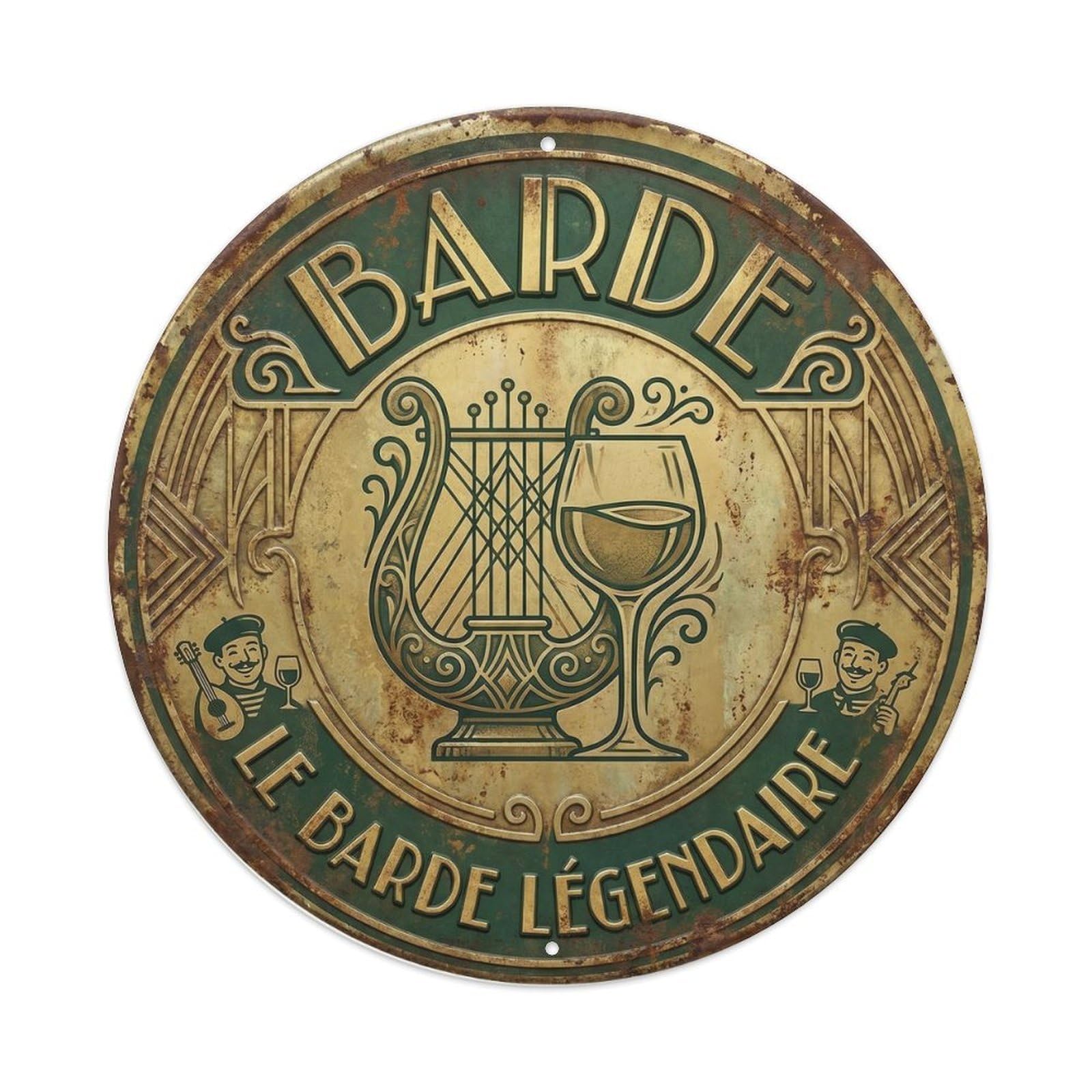 Bard Humorous Bistro Bard Metal Tin Sign Plaque Wall Decor for Cafe, Club Bar, Office, Home Garden Round Metal Poster 8x8Inch