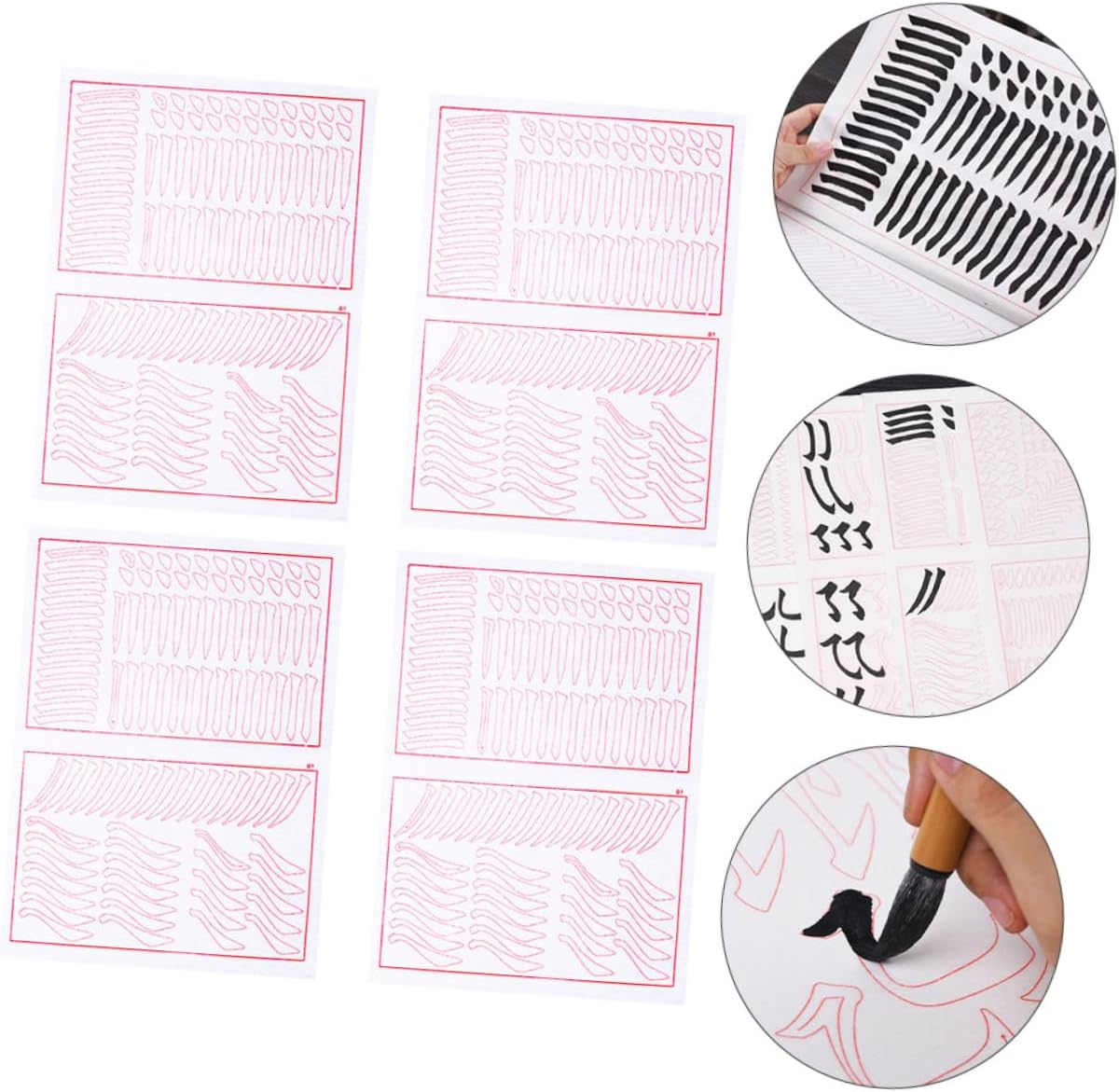Anneome 30pcs Chinese Calligraphy Practice Paper Sumi Tracing Paper for Beginners Print for Easy Writing for Daily Calligraphy Exercises Six Mixed Styles