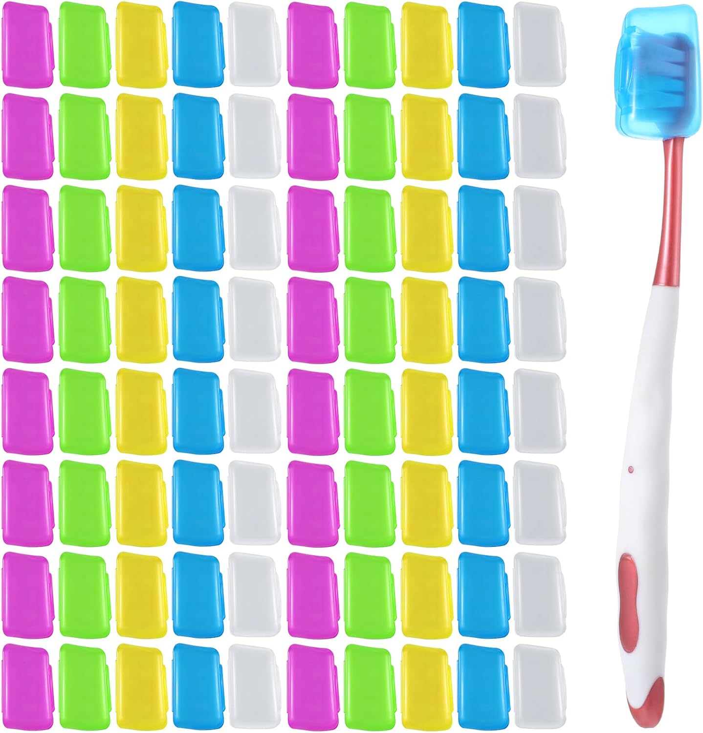 WLLHYF 150 Pack Travel Toothbrush Head Covers - Portable Caps Protectors for Home, Hotel, Outdoor, 5 Colors