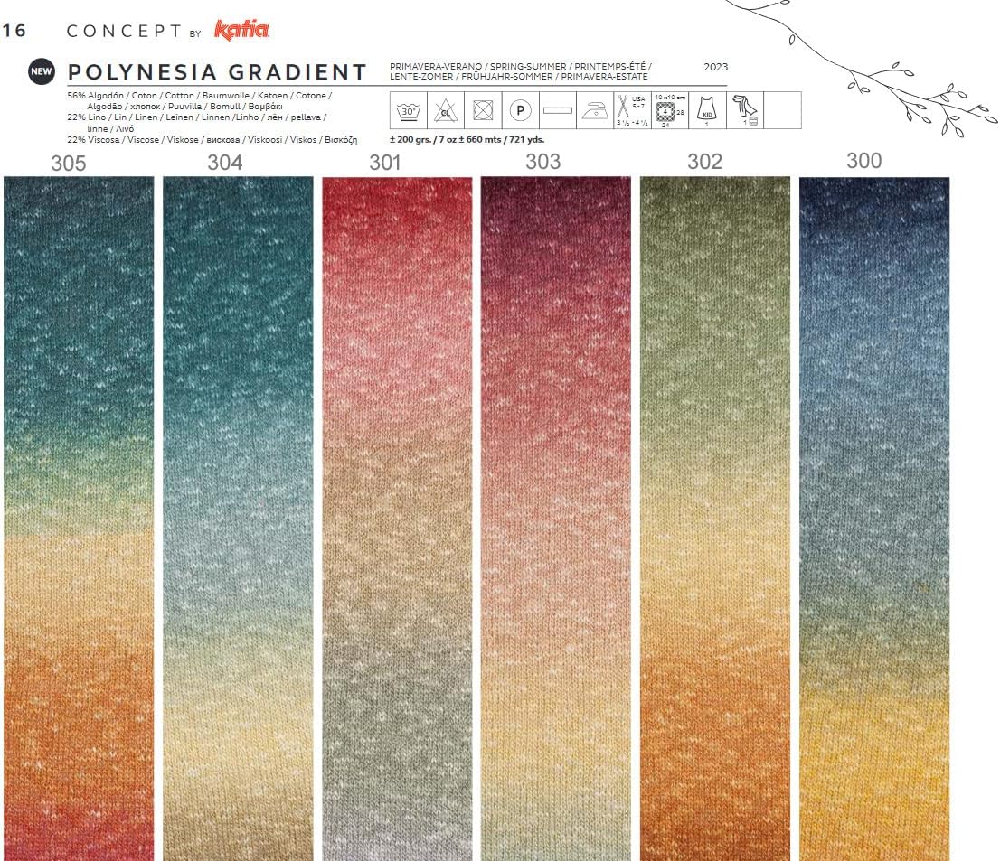 Polynesia Gradient by Katia 200 g and 660 m balls (Make-up-Pastel Yellow-Blue 303)