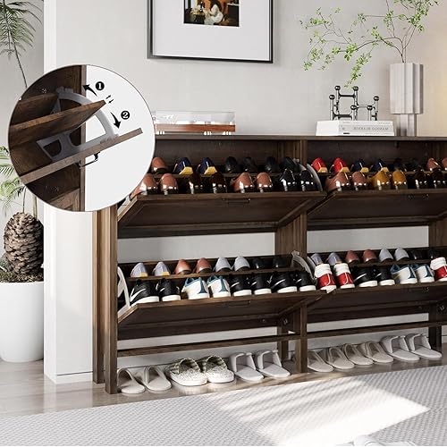 Vista 40 de Armario de zapatos con 4 cajones abatibles, armario estrecho de almacenamiento de zapatos, organizador de zapatos independiente, armario oculto