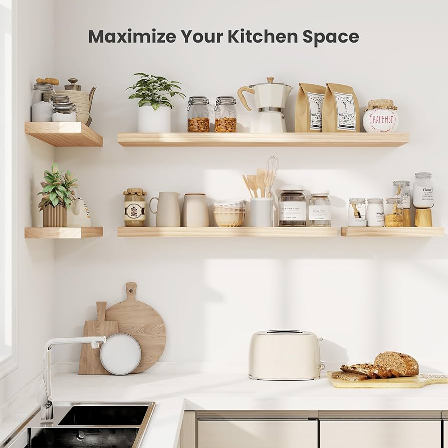 PASTIMEFACTORY×WHATWEWANT SOLIDWOODSHELF Amazon.com: Fun Memories Wood Floating Shelves Set of 2, Rustic