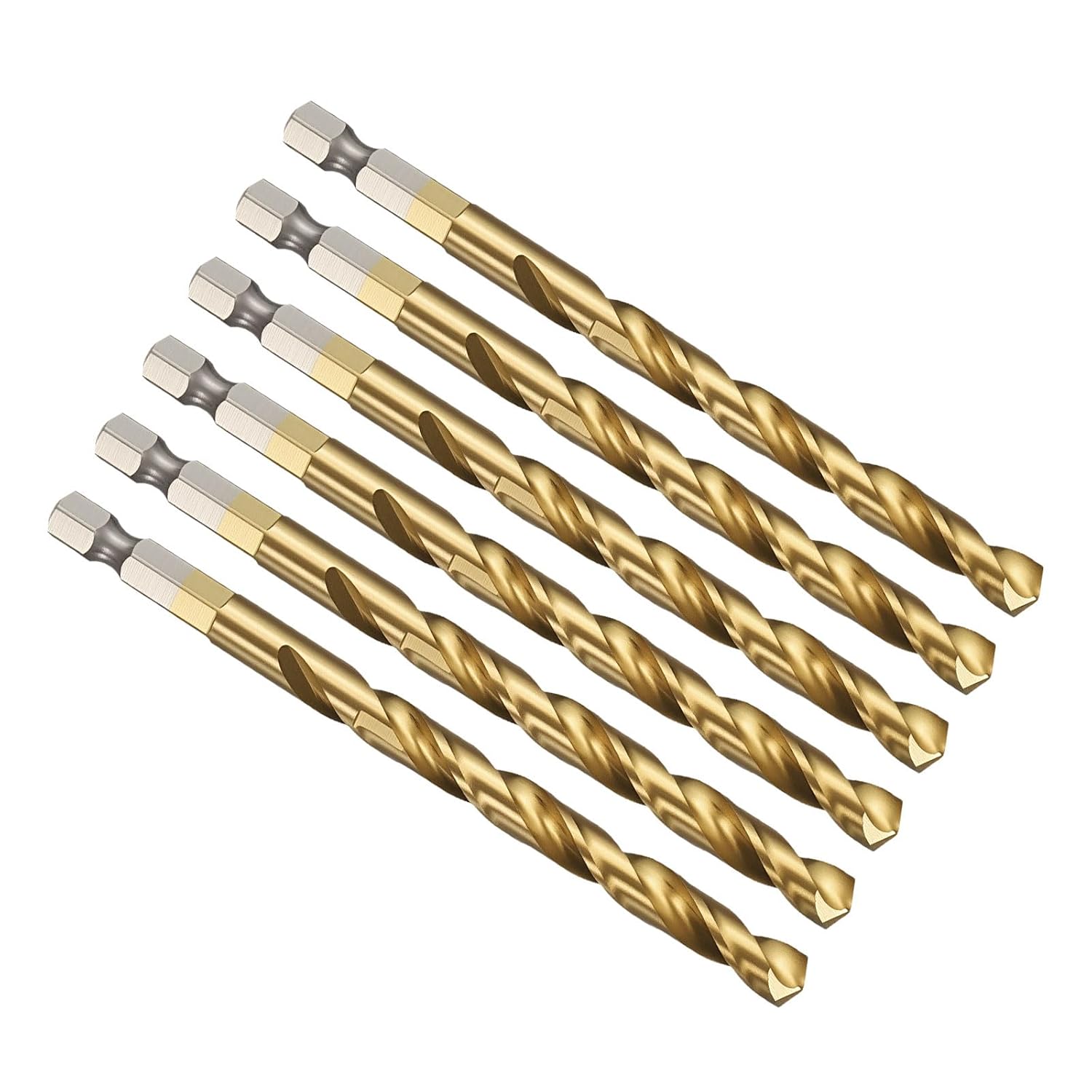 PATIKIL 9/32" Hex Shank Drill Bit, M35 Cobalt 5% High-Speed Steel Bits Quick Change Design for Impact Driver 135° Titanium for Stainless Steel Hard Metal - 6 Pack