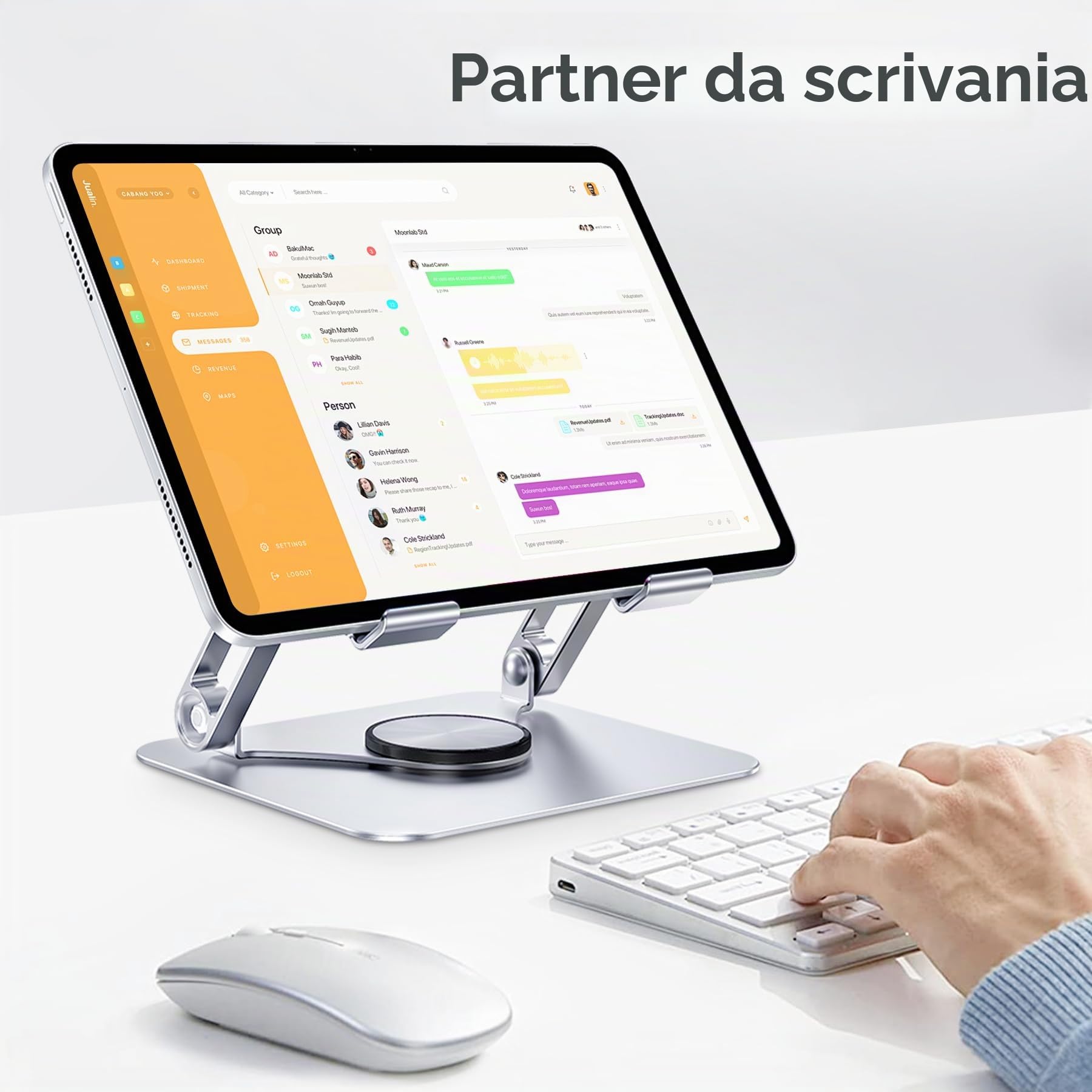 Supporto per iPad, Supporto per Tablet con Rotazione a 360°, Supporto per Monitor Pieghevole in Alluminio per Scrivania Compatibile con iPad Pro 10.5, 11, 13, Air Mini 4 5 6(4-13'')