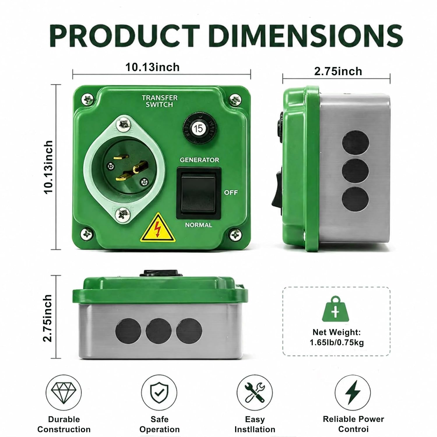 Generator Transfer Switch 20A/120V,Replacement for EZ Generator Switch | Compatibility Solar System Inverter Generator Power Stations,Comes Prewired,Easy to Install,Instruction Guide