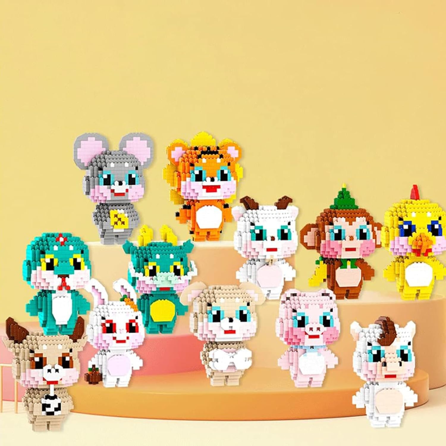 Larcele Micro Building Blocks Animal Set, DIY Mini 3D Building Toy Bricks,1248 Pcs KLJM-10 (Ox)