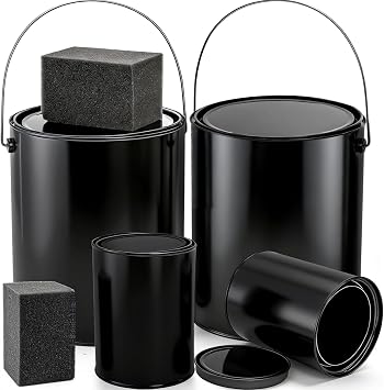 WUWEOT 4 Pack 1 Quart & 1 Gallon Metal Paint Can, Black Empty Paint Buckets Storage Container, Leftover Pail with Stainless Steel Handle and Snap On Airtight Lid for Painting, DIY Crafts