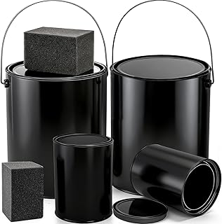 WUWEOT 4 Pack 1 Quart & 1 Gallon Metal Paint Can, Black Empty Paint Buckets Storage Container, Leftover Pail with Stainless Steel Handle and Snap On Airtight Lid for Painting, DIY Crafts