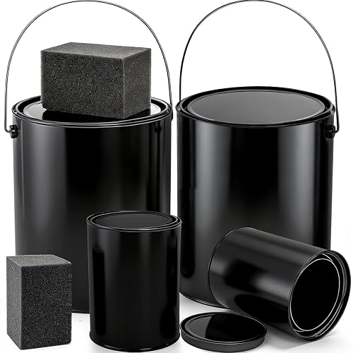 WUWEOT 4 Pack 1 Quart & 1 Gallon Metal Paint Can, Black Empty Paint Buckets Storage Container, Leftover Pail with Stainless Steel Handle and Snap On Airtight Lid for Painting, DIY Crafts