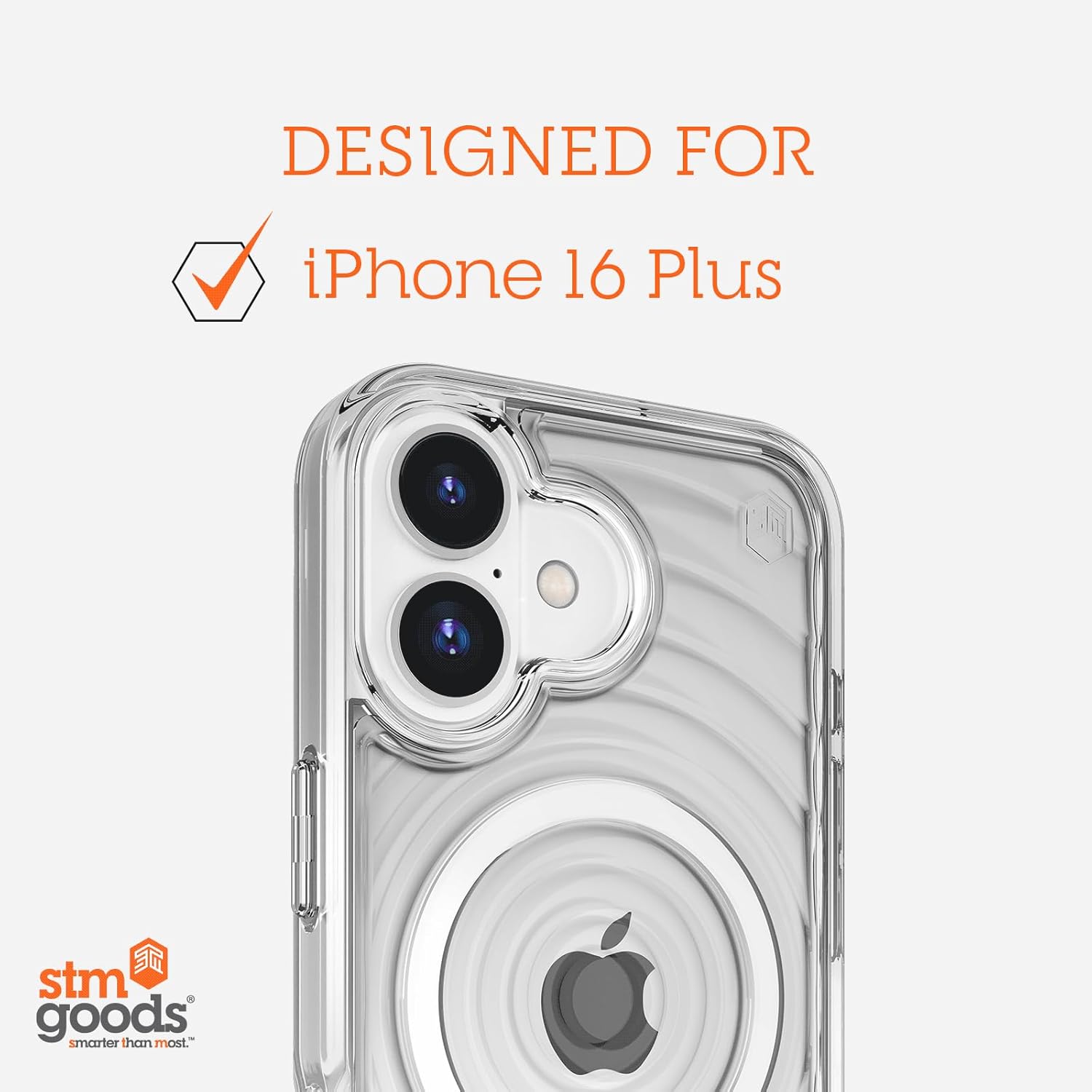 STM Reawaken Ripple MagSafe Case for iPhone 16 Plus - High-Clarity Polycarbonate, Impact Absorbing TPU & ClearShell Plating - Enhanced Drop Protection, Tactile Feedback for Greater Focus - Clear - Image 6
