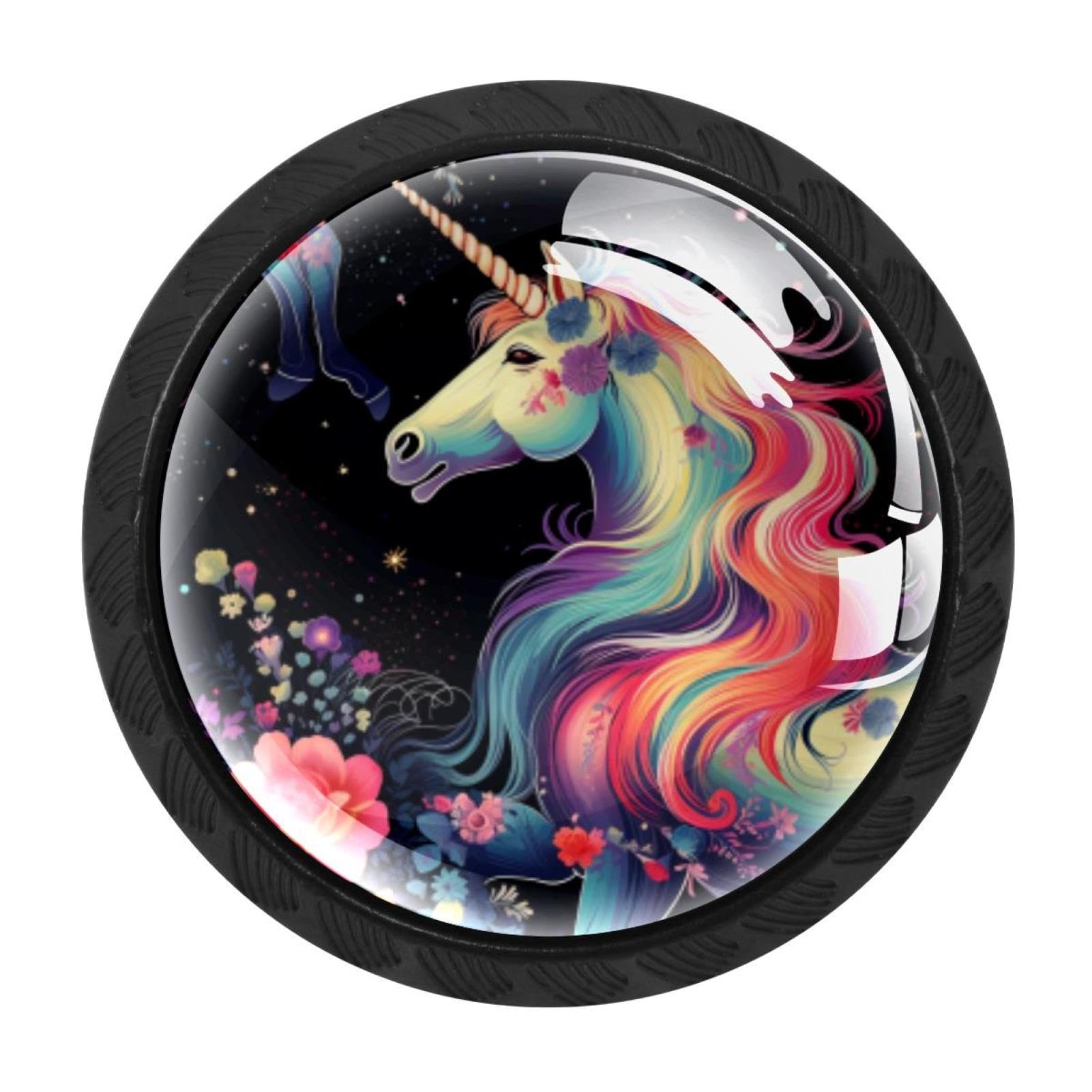 CHENZZZZ 4 Pieces Unicorn Drawer Knobs, 35mm Black Cabinet Knobs, Drawer Pulls and Knobs, Dresser Drawer Knobs, Cabinet Hardware Kitchen Cabinet Knobs
