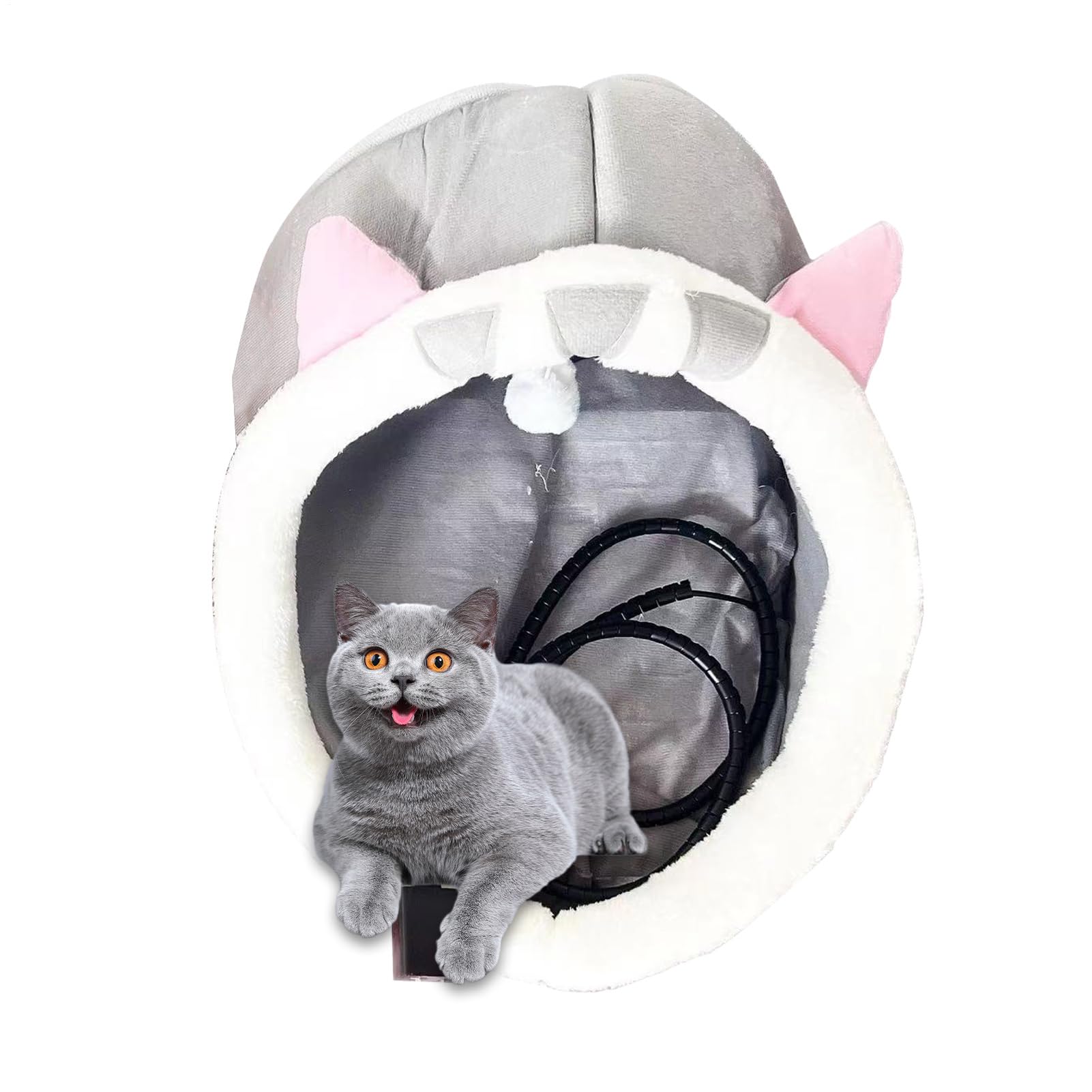 Cuccia riscaldata per gatti e cani, riscaldamento USB per animali | domestici, cuscino termico termostato rimovibile, grotta interna in peluche lavabile, riscaldato per animali domestici, cani