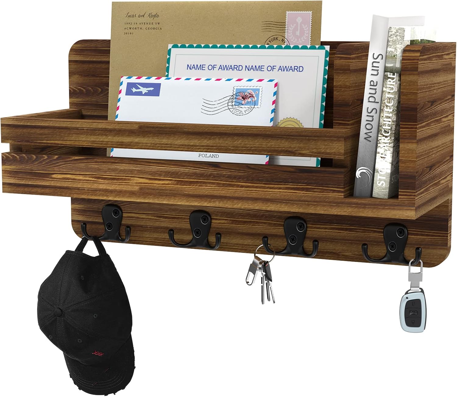 MaxGear Key and Mail Holder for Wall Mail Sorter Organizer