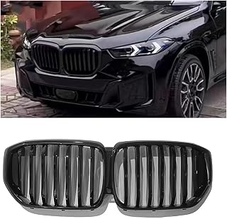 Parrilla delantera de carreras Compatible For BMW G05 LCI X5 2023-2024, rejilla de malla for parachoques superior de coche, estilo de una sola lama, color negro, con orificio for cámara