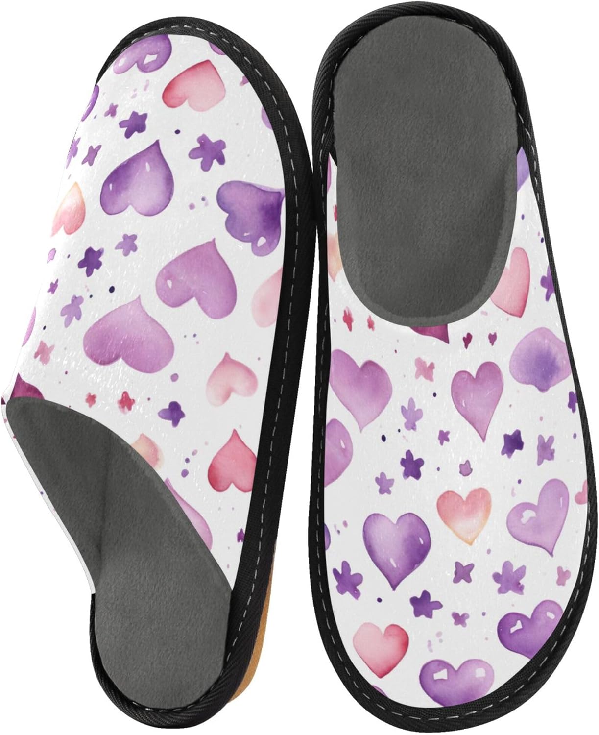 Hearts House Slippers – Cozy Fuzzy Slippers for Guests, Washable & Disposable, Perfect for Shoeless Home, Spa & Hotel Use A111884