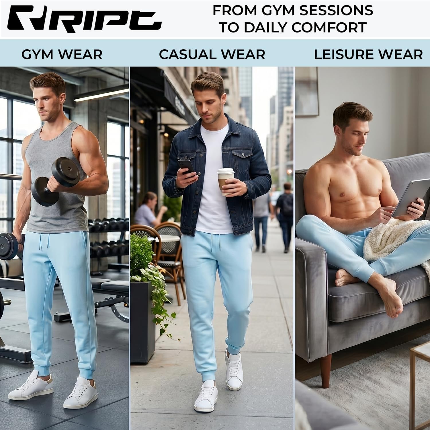 RIPT Essentials RCPNT764 Men's Soft Touch Loungewear Jogging Bottoms image 2