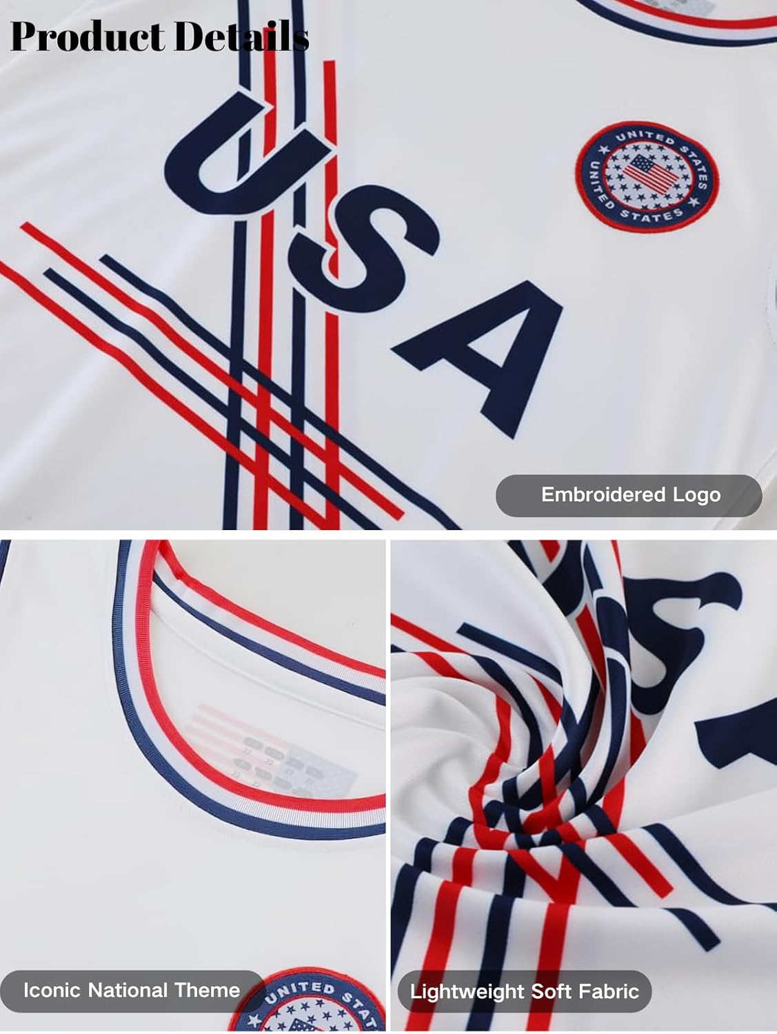 Kids USA Basketball Jersey Set Boys American Flag Athletic Shirts Sleeveless Tank Top and Track Shorts - Image 4