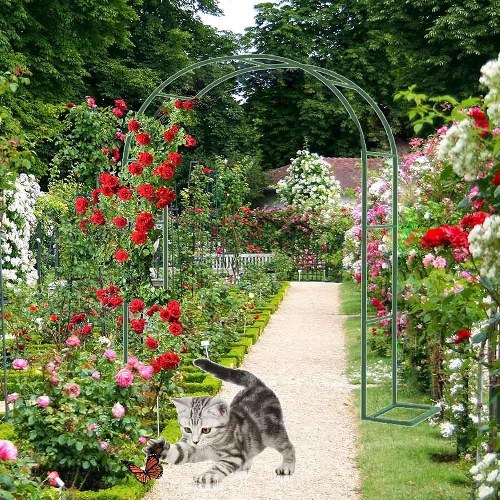 Garden Arbor Arch Steel Frame Weather Resistant Metal Archway for Climbing Plants, Free Standing Trellis Pergola 1.2M 1.4M 1.8M 2.4M 3M 3.5M Wide Garden Arch,White,W2.4M*H2.2M