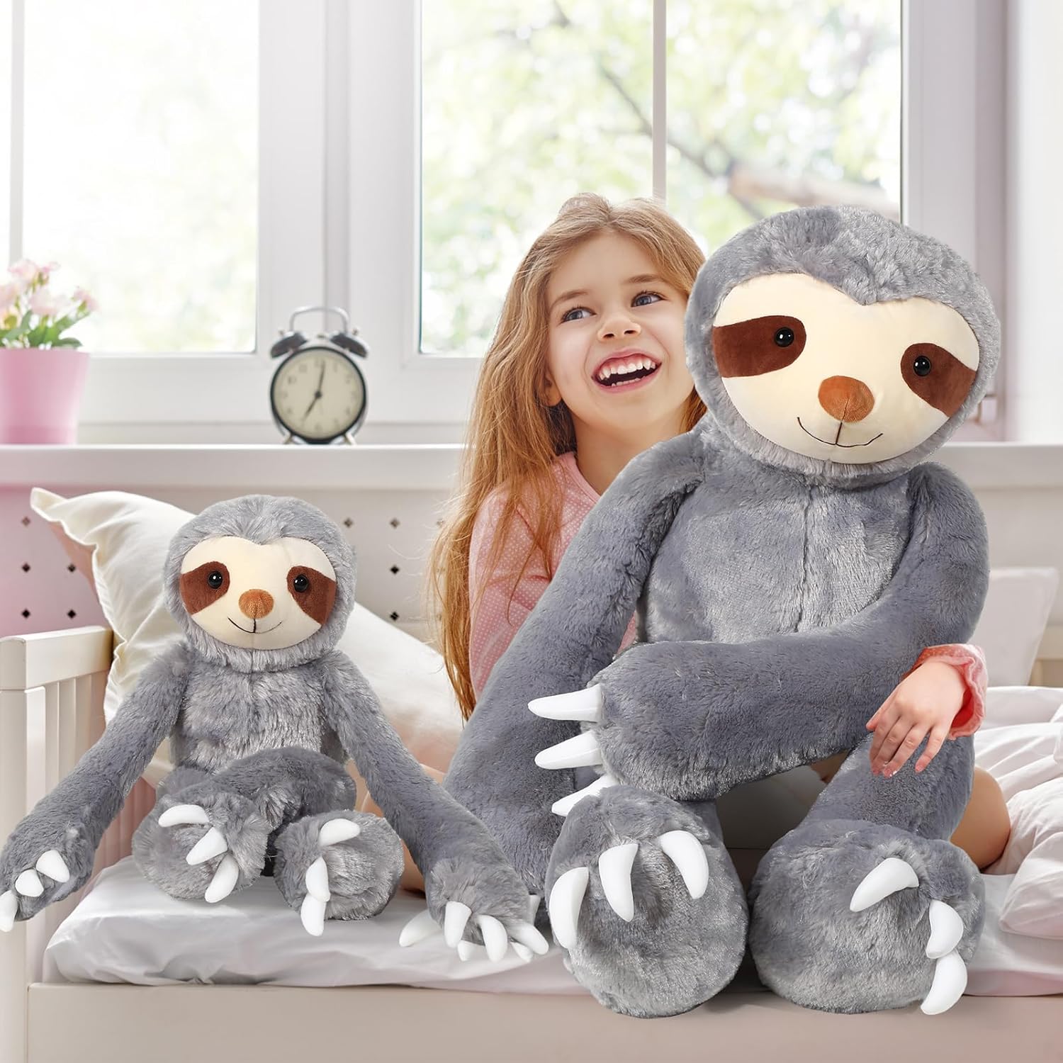 Libima 2 Pcs Large Sloth Stuffed Animal 40in Mommy Plush Sloth Stuffed Sticky with Baby Grey Plush Toys Gifts for Birthday Baby Shower Wedding Graduation Party Favor