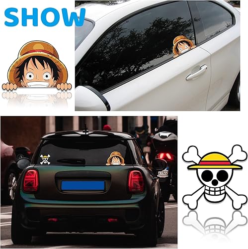 Miniatura 4 de Moriso Calcomanías de anime para automóvil 2 piezas con calcomanías de anime 50 piezas calcomanías de anime mercancía para regalos accesorios de