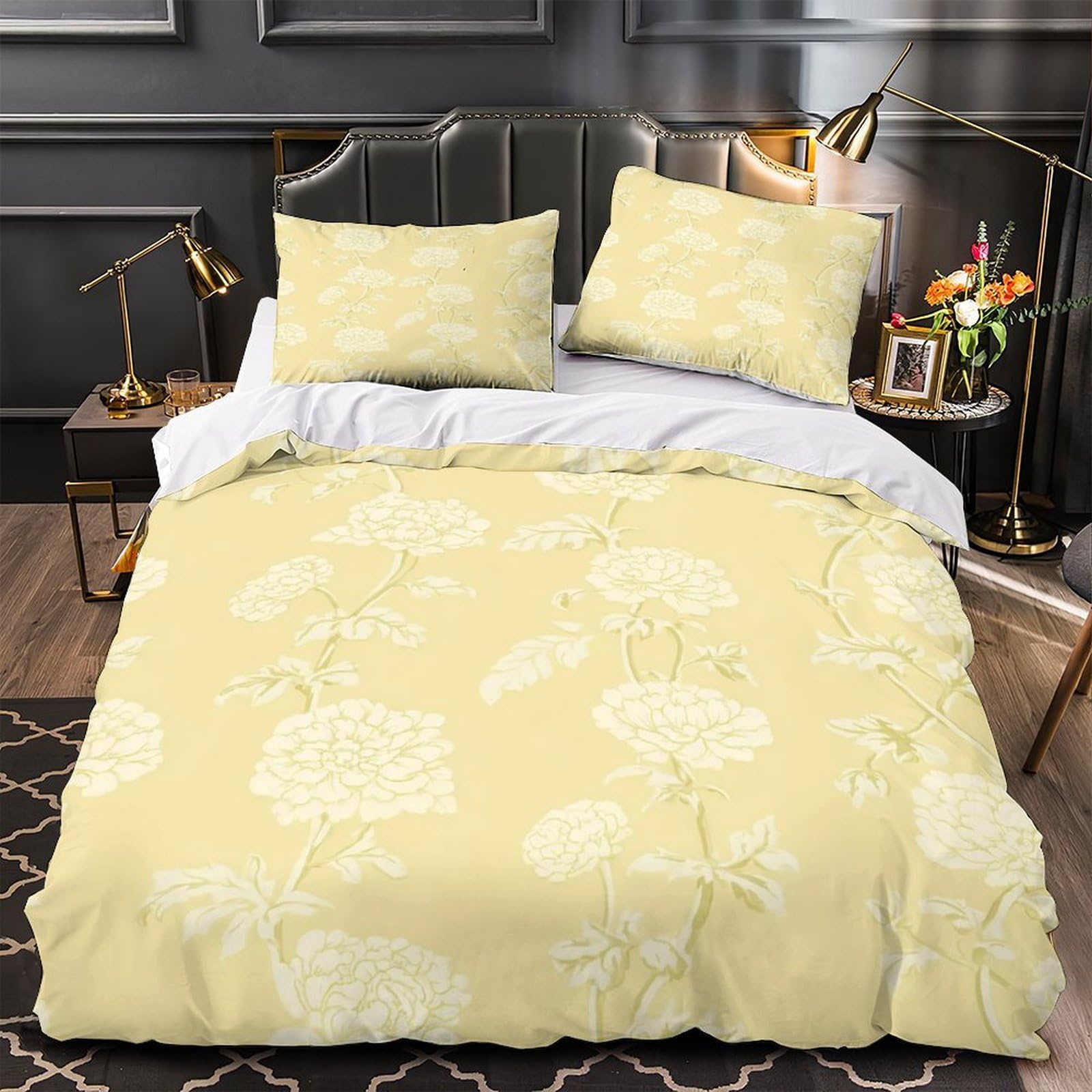 Parure de lit vintage style orné en microfibre respirante 3D