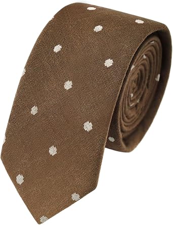 Luckyvestir Ties for Men, Cotton Linen Mens Ties Skinny Tie Solid Color Necktie for Wedding Groom Groomsmen