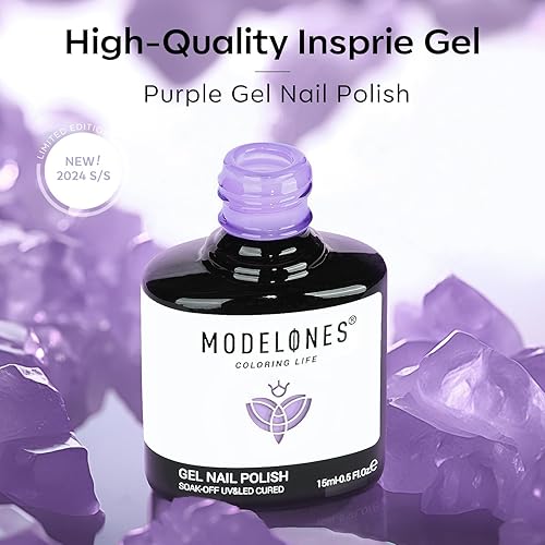 Miniatura 7 de modelones Esmalte de uñas de gel, 0.5 onzas líquidas, esmalte de gel morado pastel, esmalte de uñas de color morado claro, 2023 primavera, arte de