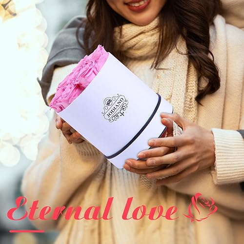 Miniatura 7 de Jodiano Flores preservadas en una caja rosas reales rosadas de larga duración regalo de cumpleaños para su aniversario día de la madre día de San