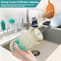 Vista 2 de Cepillo eléctrico para biberones con soporte, limpiador automático de acero inoxidable con mango de extensión, esponja, limpiador de agua